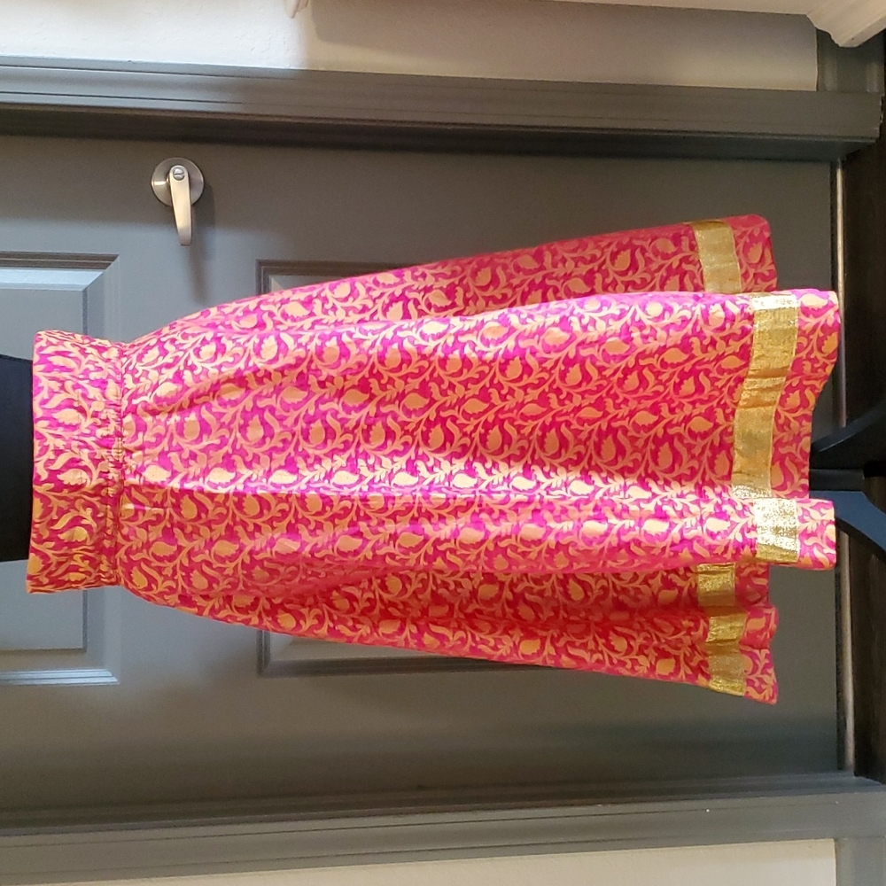 NWOT Handmade Indian Boho Pink Gold Circle Skirt